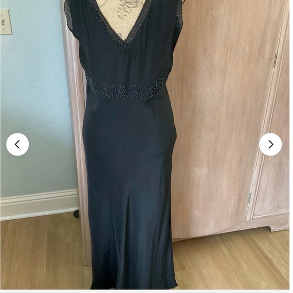 VTG Emanuel Ungaro Black silk beaded slip dress Y2K CBK style minimalist 10 - Picture 11 of 14